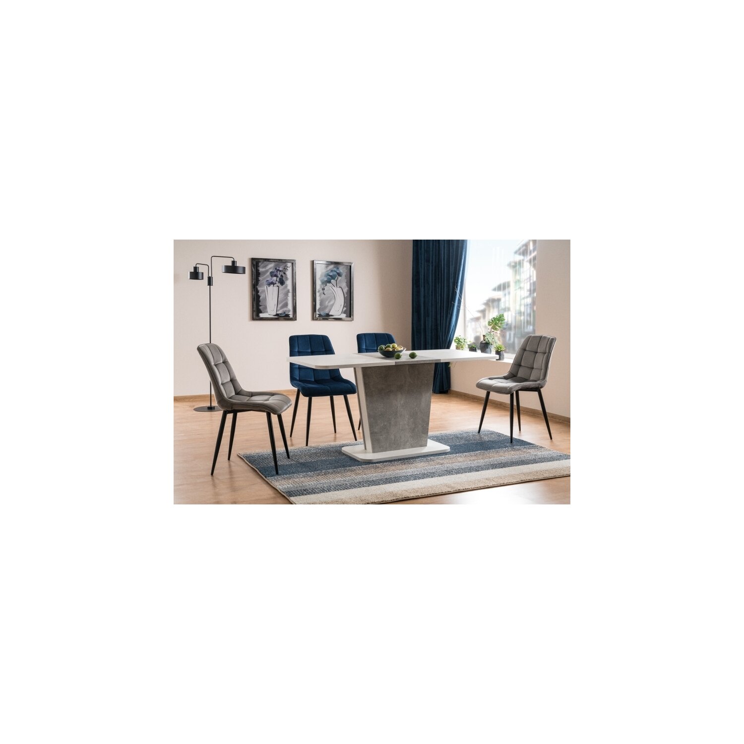 Masa calipso alb mat/gri piatra