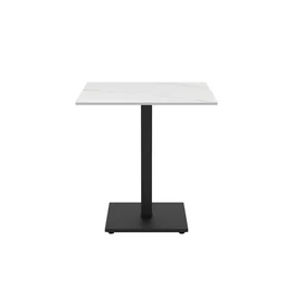 Masa Elora, 70x70x74 cm, Picior Metalic, Blat Piatra Sinterizata, Negru/Beige Calcutta