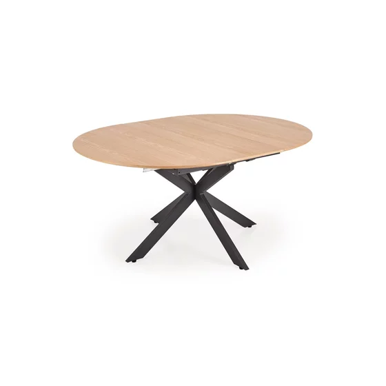Masa Extensibila Anora, 120-200x120x75 h cm, Metal/MDF/Furnir, Negru/Stejar Natur picture - 3