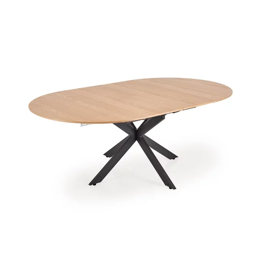Masa Extensibila Anora, 120-200x120x75 h cm, Metal/MDF/Furnir, Negru/Stejar Natur picture - 2
