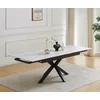 Masa Extensibila Balkan, 160-240-x90x77 cm, Metal/Ceramica, Negru/Alb Marmura picture - 1