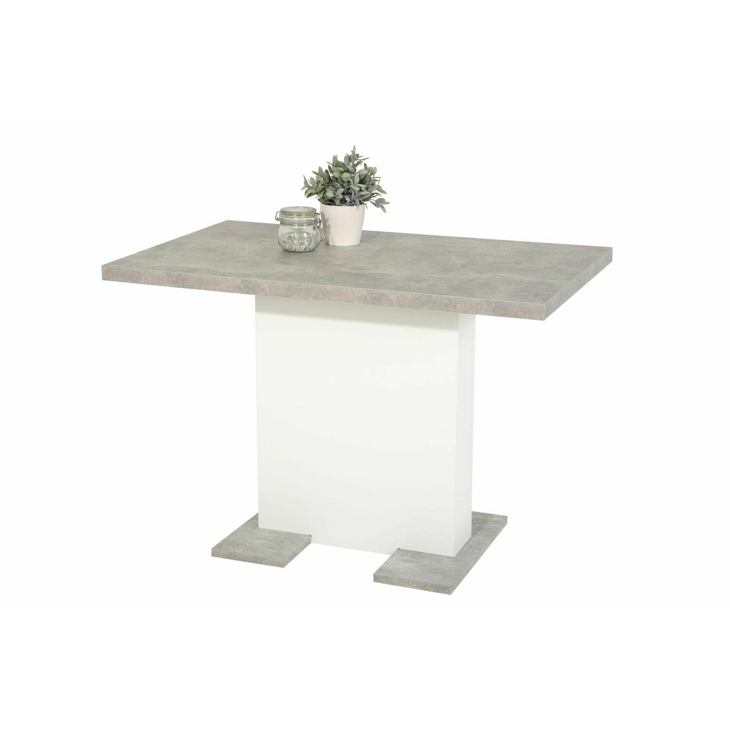 Masa extensibila bursa alb mat/ gri piatra, 110-150 cm