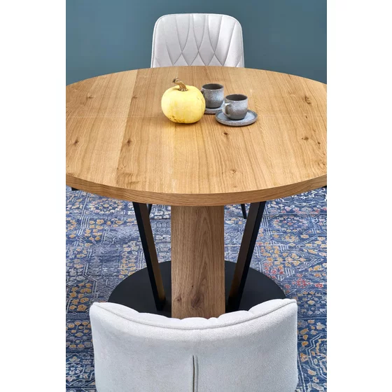 Masa Extensibila Forli, 120-160x120x78 h cm, Metal/MDF/Furnir, Negru/Stejar Natur picture - 4