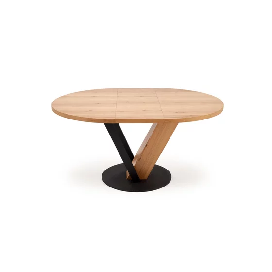 Masa Extensibila Forli, 120-160x120x78 h cm, Metal/MDF/Furnir, Negru/Stejar Natur picture - 3