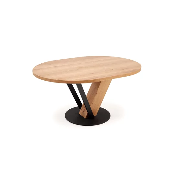 Masa Extensibila Forli, 120-160x120x78 h cm, Metal/MDF/Furnir, Negru/Stejar Natur picture - 2