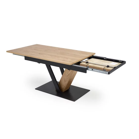 Masa Extensibila Forli 2, 160-220x90x78 h cm, Metal/MDF/Furnir, Negru/Stejar Natur picture - 4