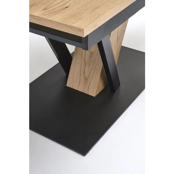 Masa Extensibila Forli 2, 160-220x90x78 h cm, Metal/MDF/Furnir, Negru/Stejar Natur picture - 6