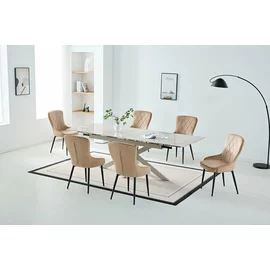 Masa Extensibila Kave, 160-240x90x76 h cm, Picior Metalic, Blat Ceramic, Glossy Gri