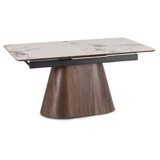 Masa Extensibila Liege, 160-200x90x76 h cm,  Blat Ceramic - Nuc/Alb Marmura picture - 1