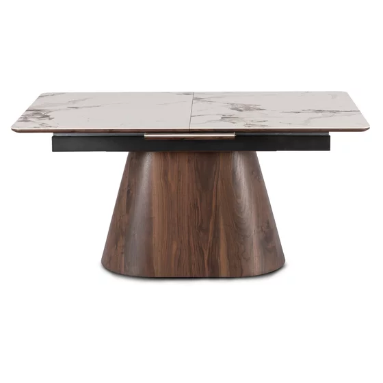 Masa Extensibila Liege, 160-200x90x76 h cm,  Blat Ceramic - Nuc/Alb Marmura picture - 3
