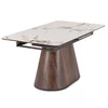 Masa Extensibila Liege, 160-200x90x76 h cm,  Blat Ceramic - Nuc/Alb Marmura picture - 6