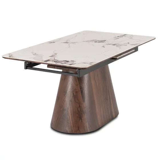 Masa Extensibila Liege, 160-200x90x76 h cm,  Blat Ceramic - Nuc/Alb Marmura picture - 6