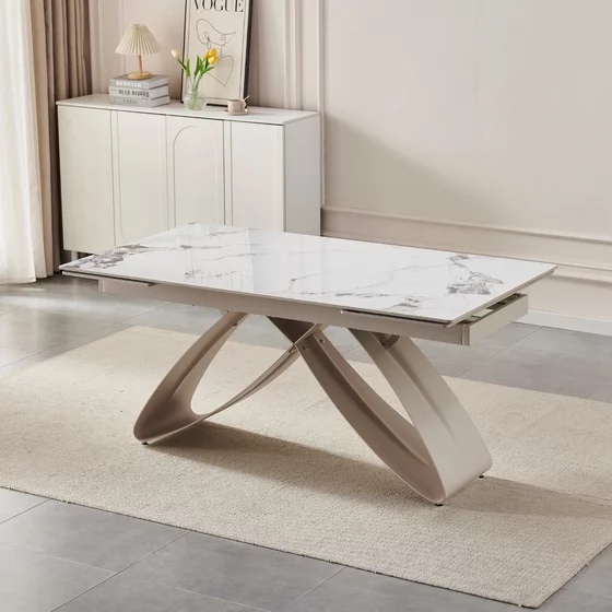 Masa Extensibila Lublin, 160-240-x90x77 cm, Metal/Ceramica, Casmir/Alb Marmura picture - 4