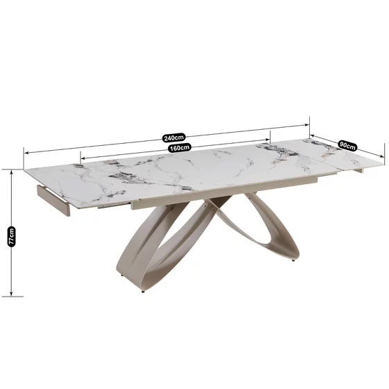 Masa Extensibila Lublin, 160-240-x90x77 cm, Metal/Ceramica, Casmir/Alb Marmura picture - 5