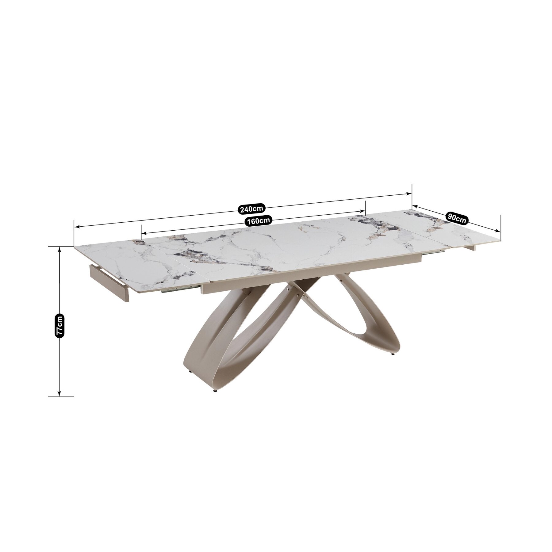 Masa Extensibila Lublin, 160-240-x90x77 cm, Metal/Ceramica, Casmir
