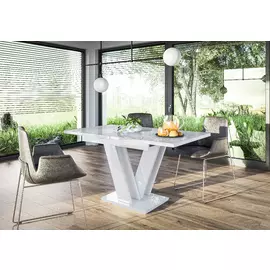 Masa Extensibila Madras, 120-160x80x75 cm, Alb Lucios