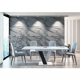 Masa Extensibila Madras, 120-160x80x75 cm, Alb/Negru Lucios