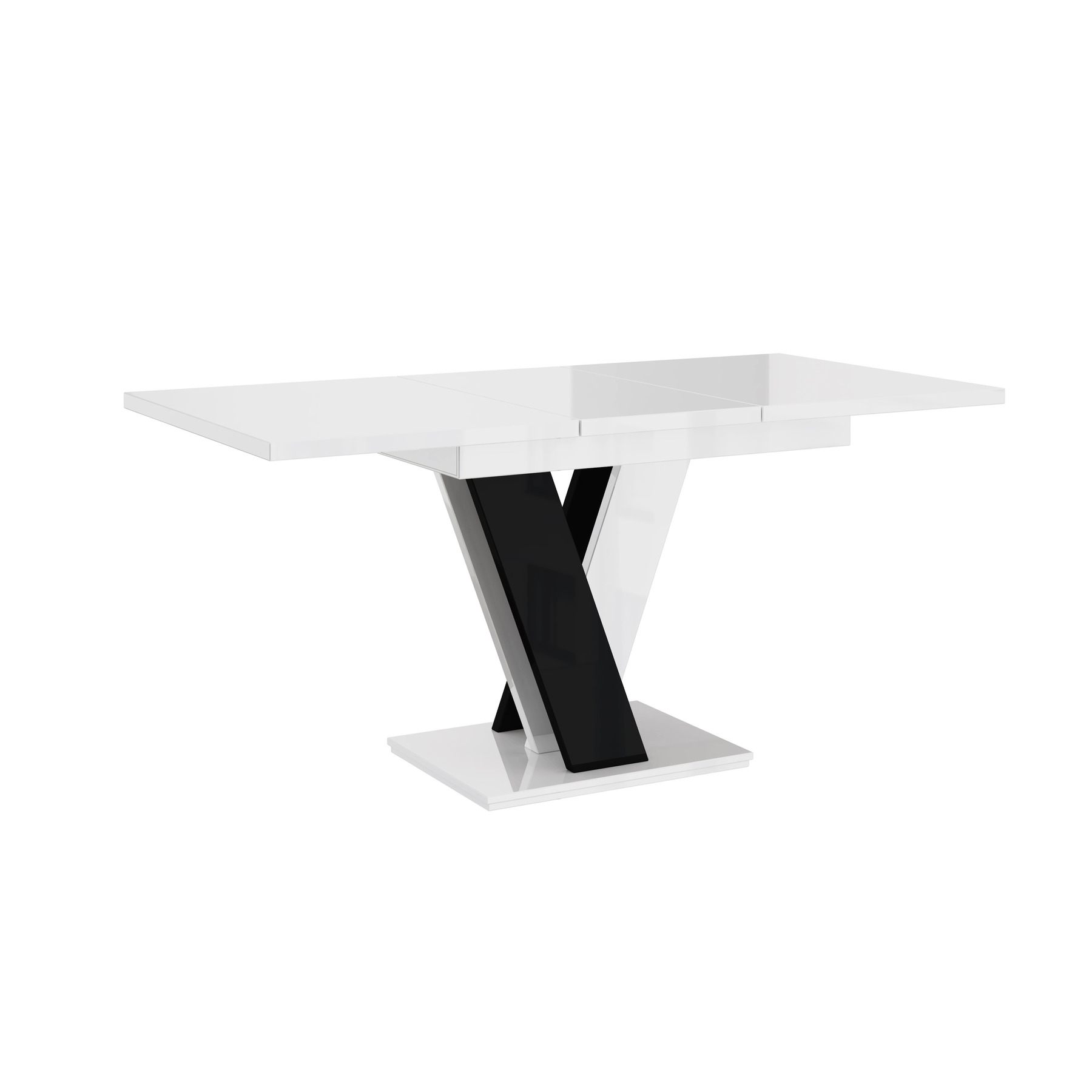 Masa Extensibila Madras, 120-160x80x75 cm, Alb/Negru Lucios - Kalenda