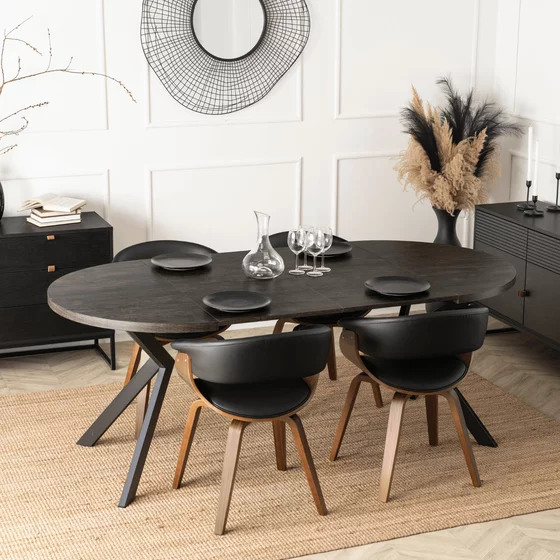 Masa Extensibila Peroni E, 100-250x100x75 h cm, Metal/MDF, Negru/Negru Loft picture - 4