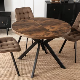 Masa Extensibila Peroni E, 100-250x100x75 h cm, Metal/MDF, Negru/Stejar Rustic