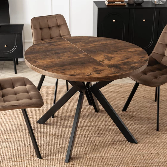 Masa Extensibila Peroni E, 100-250x100x75 h cm, Metal/MDF, Negru/Stejar Rustic picture - 2