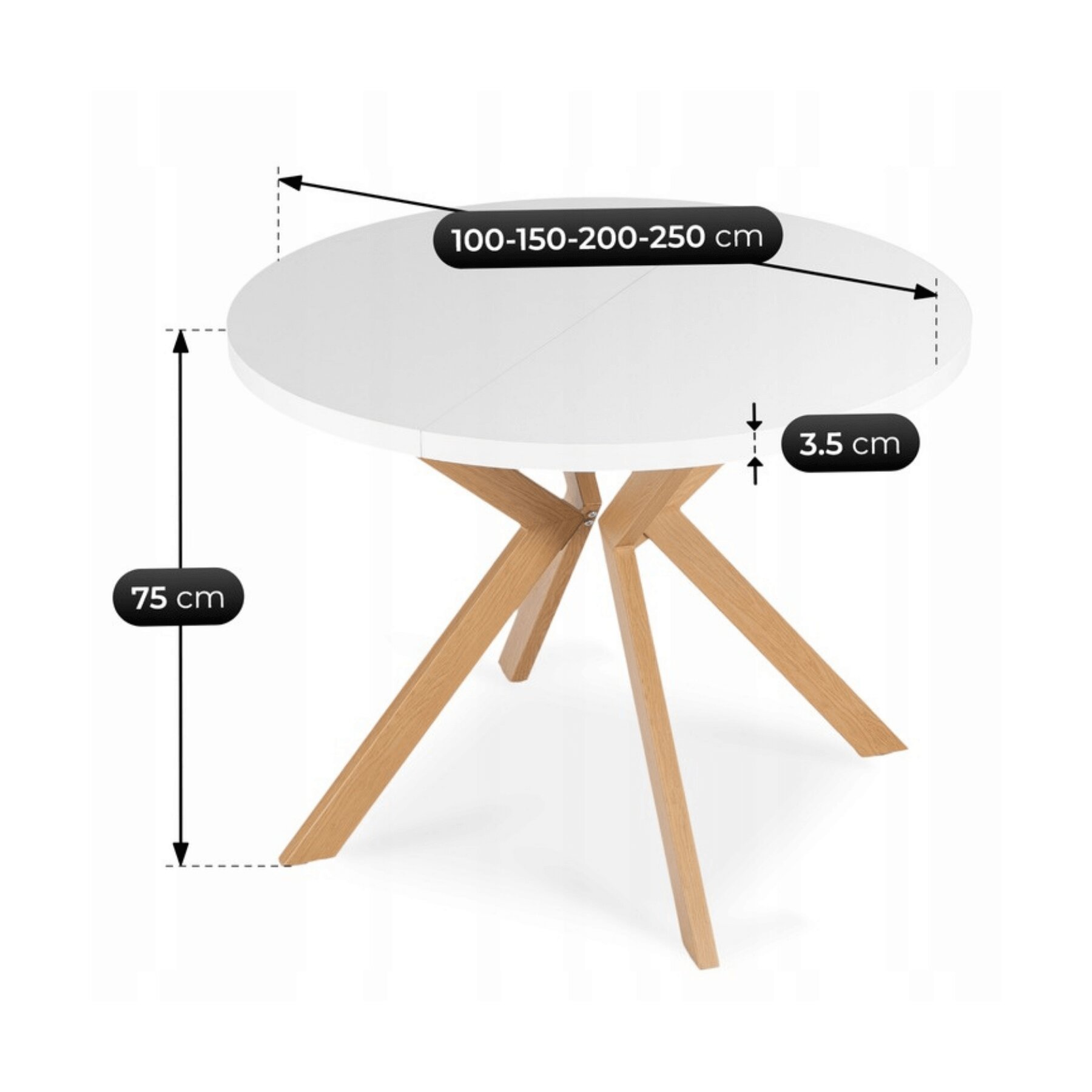 Masa Extensibila Peroni E, 100-250x100x75 h cm, Metal/MDF, Stejar