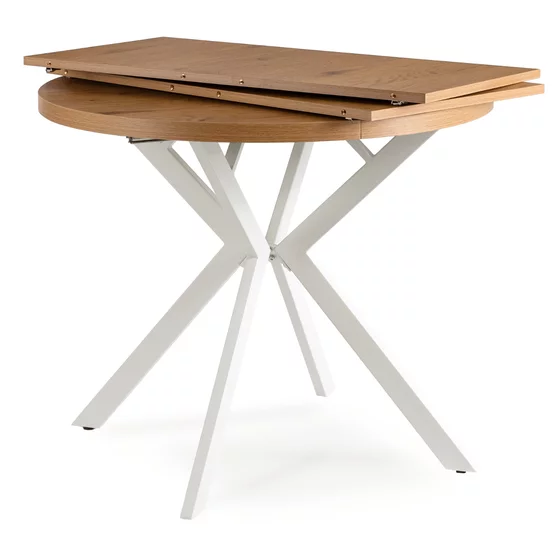 Masa Extensibila Peroni Small, 80-120-160x80x75.5 h cm, Metal/MDF, Alb/Stejar Auriu picture - 3