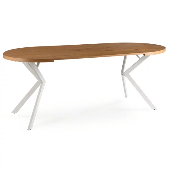 Masa Extensibila Peroni Small, 80-120-160x80x75.5 h cm, Metal/MDF, Alb/Stejar Auriu picture - 4