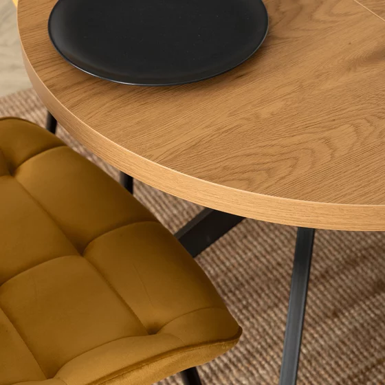 Masa Extensibila Peroni Small, 80-120-160x80x75.5 h cm, Metal/MDF, Negru/Stejar Auriu picture - 5