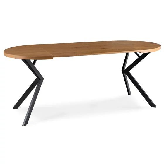 Masa Extensibila Peroni Small, 80-120-160x80x75.5 h cm, Metal/MDF, Negru/Stejar Auriu picture - 4