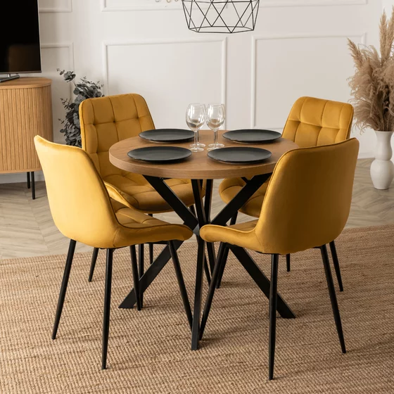 Masa Extensibila Peroni Small, 80-120-160x80x75.5 h cm, Metal/MDF, Negru/Stejar Auriu picture - 8