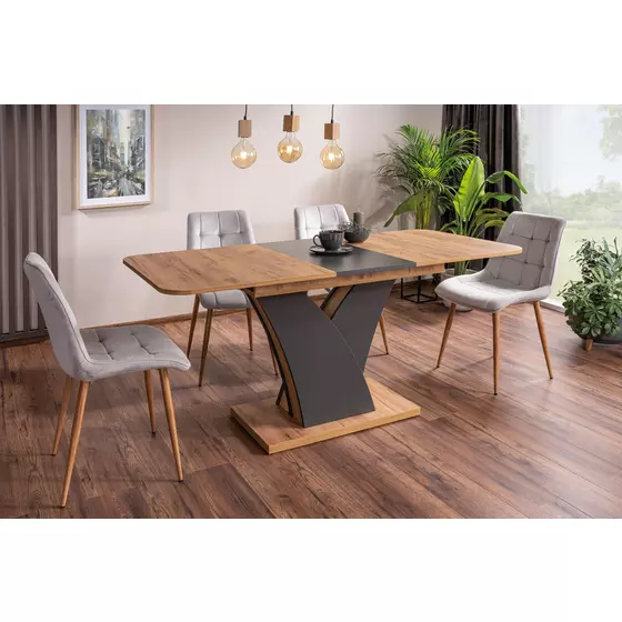 Masa Extensibila Shelby 123, 140-180x80x79 cm, Stejar Wotan/Atracit picture - 2