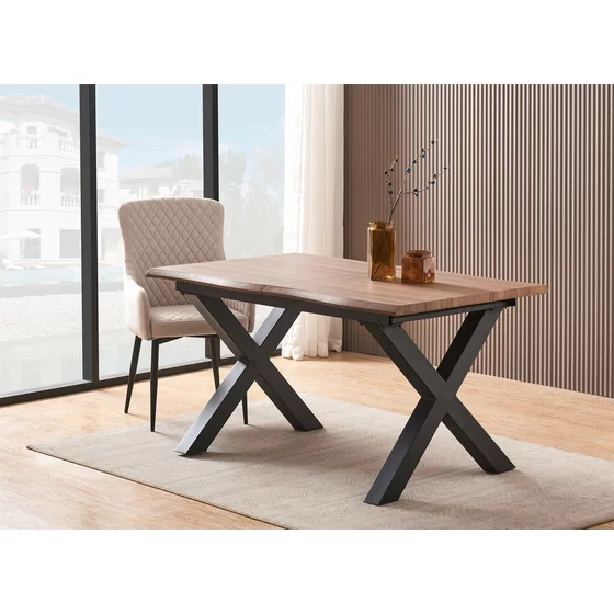 Masa Extensibila Weston, 145-185x80x76 cm, Metal/MDF, Negru/Stejar picture - 1