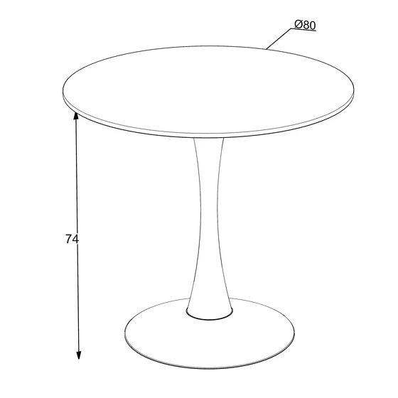 Masa Rotunda Hikme, Ø80x74 h cm, Picior Metalic, Blat Piatra Sinterizata, Negru/Travertin picture - 3