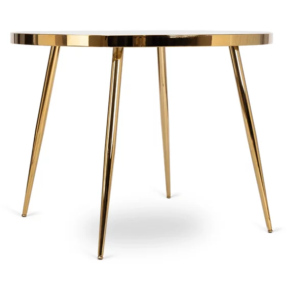 Masa Rotunda Togo, Ø100x75 h cm, Metal/Sticla, Auriu/Gri Marmura picture - 3