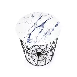 Masuta Cafea Hagen 223 B Ø42x41 cm, Negru/Alb Marmura