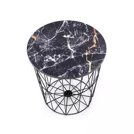 Masuta Cafea Hagen 223 B Ø42x41 cm, Negru/Negru Marmura