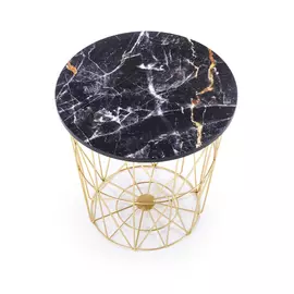 Masuta Cafea Hagen 223 G Ø42x41 cm, Auriu/Negru Marmura