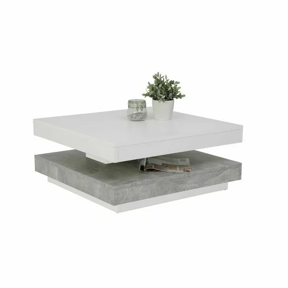 Masuta Cafea Armada Rotativa Alba Cu Gri Beton picture - 1
