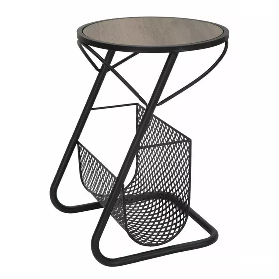 Masuta de cafea cu suport de reviste, Roma1957, Negru si Maro, Metal si MDF, 50x35x35 cm picture - 6