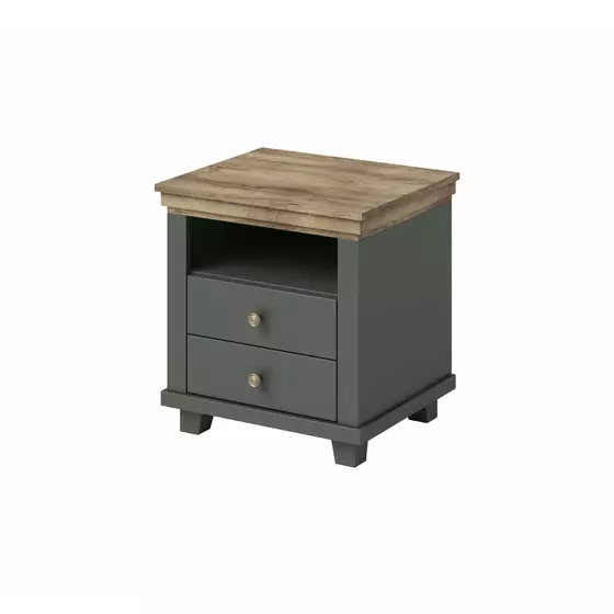 Noptiera Evora 2 Sertare, 52x42x54 cm Verde/Stejar Lefkas picture - 1