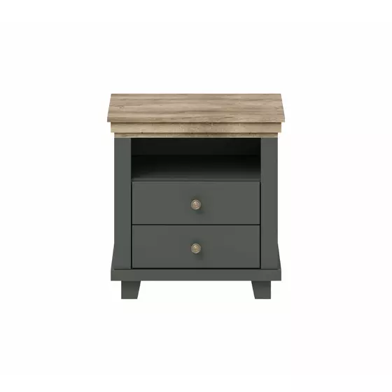 Noptiera Evora 2 Sertare, 52x42x54 cm Verde/Stejar Lefkas picture - 3