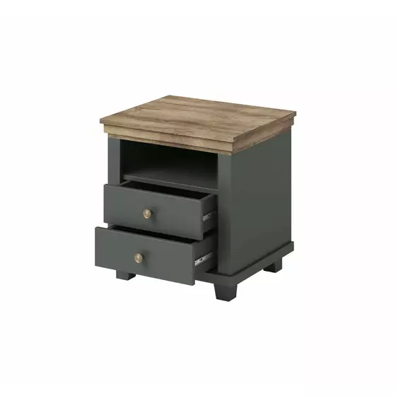 Noptiera Evora 2 Sertare, 52x42x54 cm Verde/Stejar Lefkas picture - 4