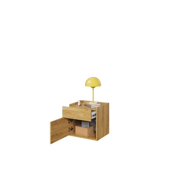 Noptiera TEEN FLEX TF18, 45x40x45 h cm,  Silk Flou/Stejar Hikory picture - 3