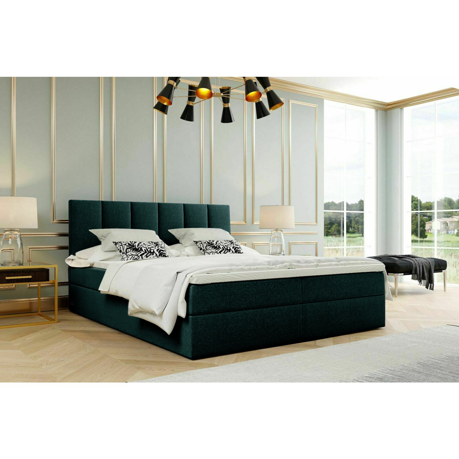 Pat Boxspring Sandra 160x200 Stofa Bluvel Verde