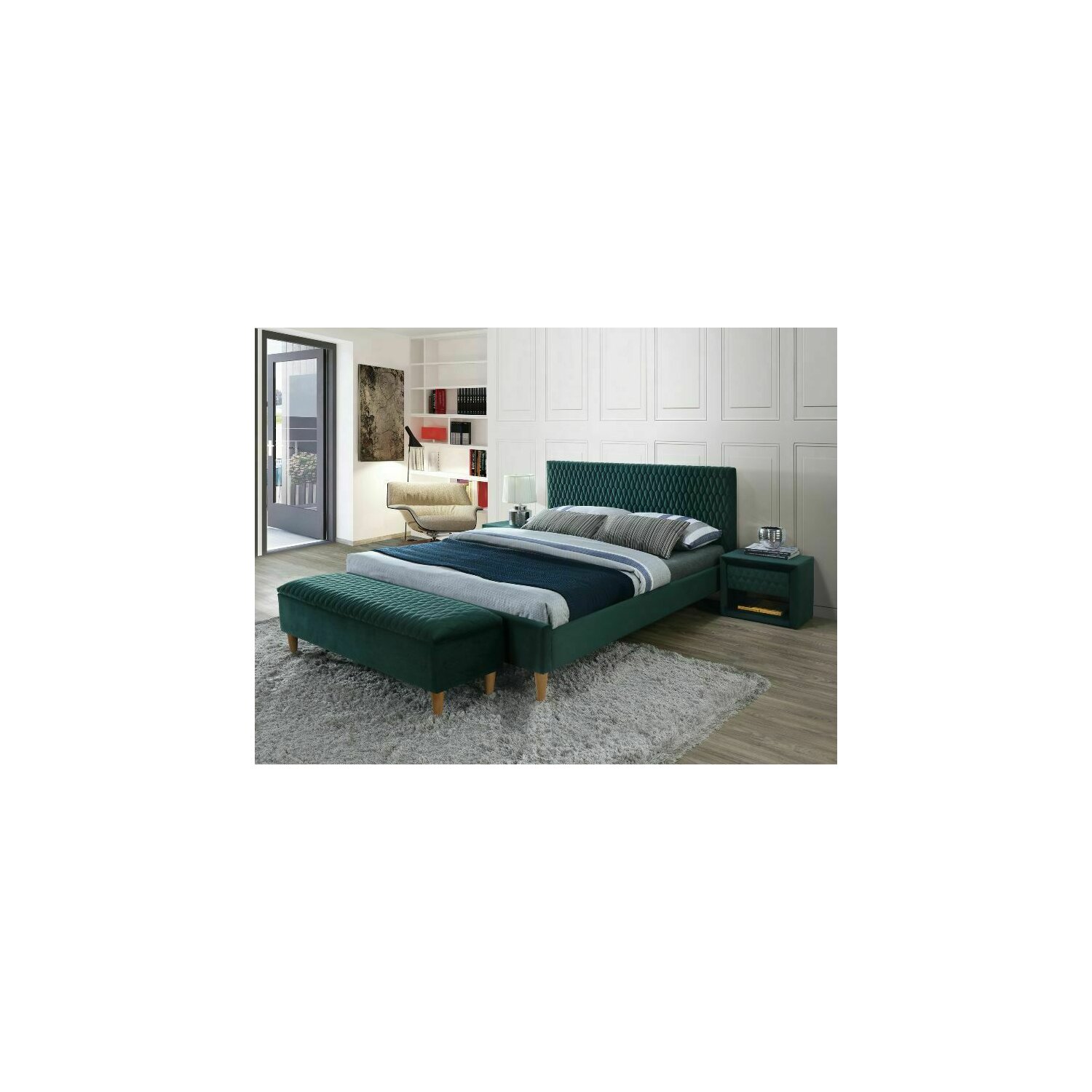 Pat tapitat azurro velvet verde 180x200