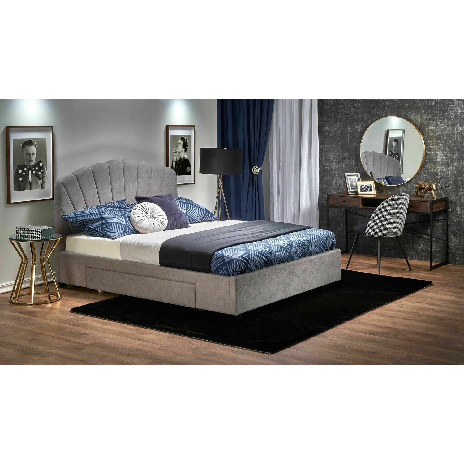 Pat tapitat gabriella 160/200 gri deschis
