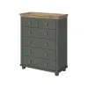 Comoda Evora 6 Sertare, 90x42x112.5 cm Verde/Stejar Lefkas picture - 1