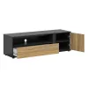 Comoda TV Luen, 155x45.5x47 h cm, Pal Melaminat, Negru/Stejar Mauvella/Stejar Tegola picture - 4