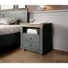 Noptiera Evora 2 Sertare, 52x42x54 cm Verde/Stejar Lefkas picture - 2